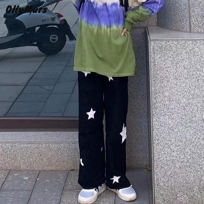 Womens Pants Capris Pants Women Black High Waist Wide Leg Pant Harajuku Fashion Baggy Vintage Sweatpants Wide Trousers for Women Outfits Streetwear 22