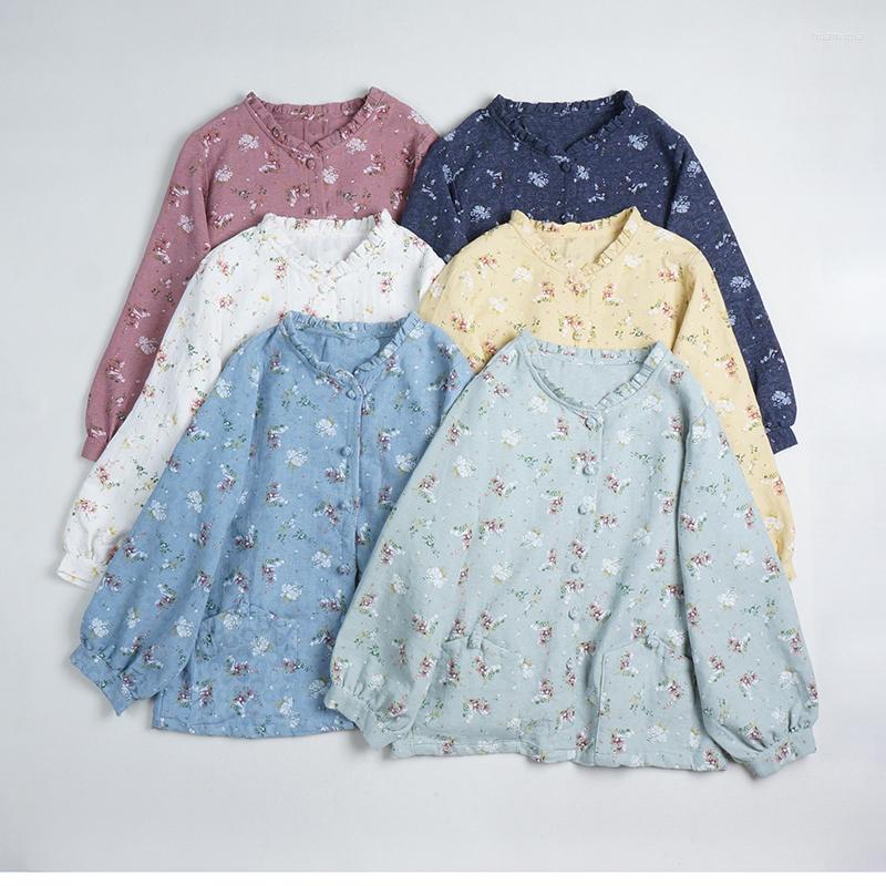 Women's Blouses Japan Style Mori Girl Floral Print Lantern Long Sleeve Cotton Linen V-Neck Women Blouse, Green
Women's Blouses Japan Style Mori Girl Floral Print Lantern Long Sleeve Cotton Linen V-Neck Women Blouse, Green