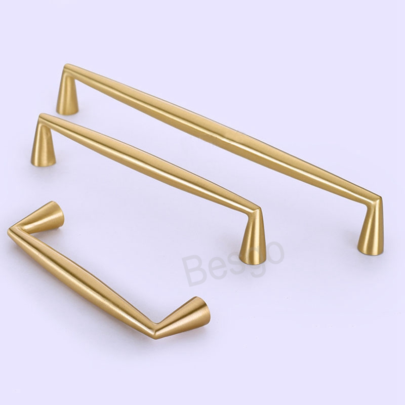Modern Cabinet Handles Solid Brass Drawer Wardrobe Door Handle Gold Furniture Kitchen Cabinets Pull Handles Home Accessories BH7703 TYJ