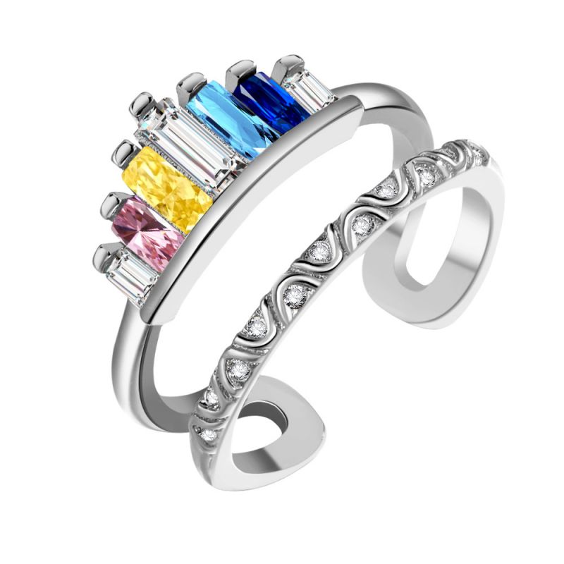 King Crown Rings Cubic Zirconia Tail Ring Adjustable Crystal Rhinestone Jewelry Gift
