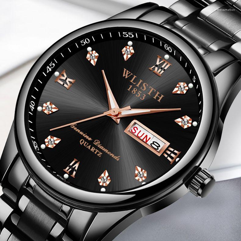 Wristwatches WLISTH Men's Calendar Week Watch Waterproof Steel Band Quartz Man Clock Luxury Business Luminous Men Reloj Hombre, Gold
Wristwatches WLISTH Men's Calendar Week Watch Waterproof Steel Band Quartz Man Clock Luxury Business Luminous Men Reloj Hombre, Gold