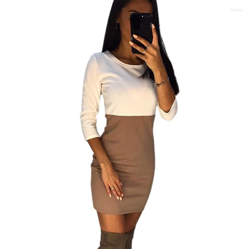 Casual Dresses Autumn Fashion Women Mini Dress Elegant Three Quarter Sleeve Patchwork, Black
Casual Dresses Autumn Fashion Women Mini Dress Elegant Three Quarter Sleeve Patchwork, Black