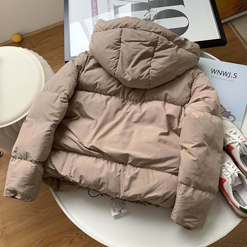 Women's Down Parkas Women's Winter Coats Warm Hooded Parka Solid Color Wild Casual Loose Thicken Fluffy Cotton-padded Jacket Women Jaqueta F