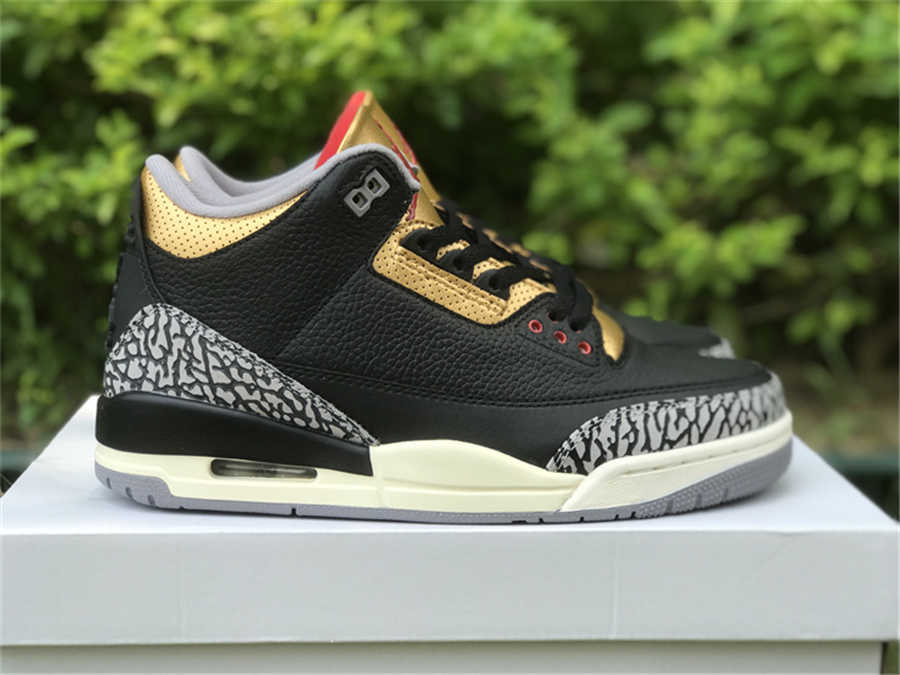 Basketball Shoes Men Sports Sneakers Black Gold Red-metallic Gold-cement Grey Ck9246-067 Outdoor Original 3 3s