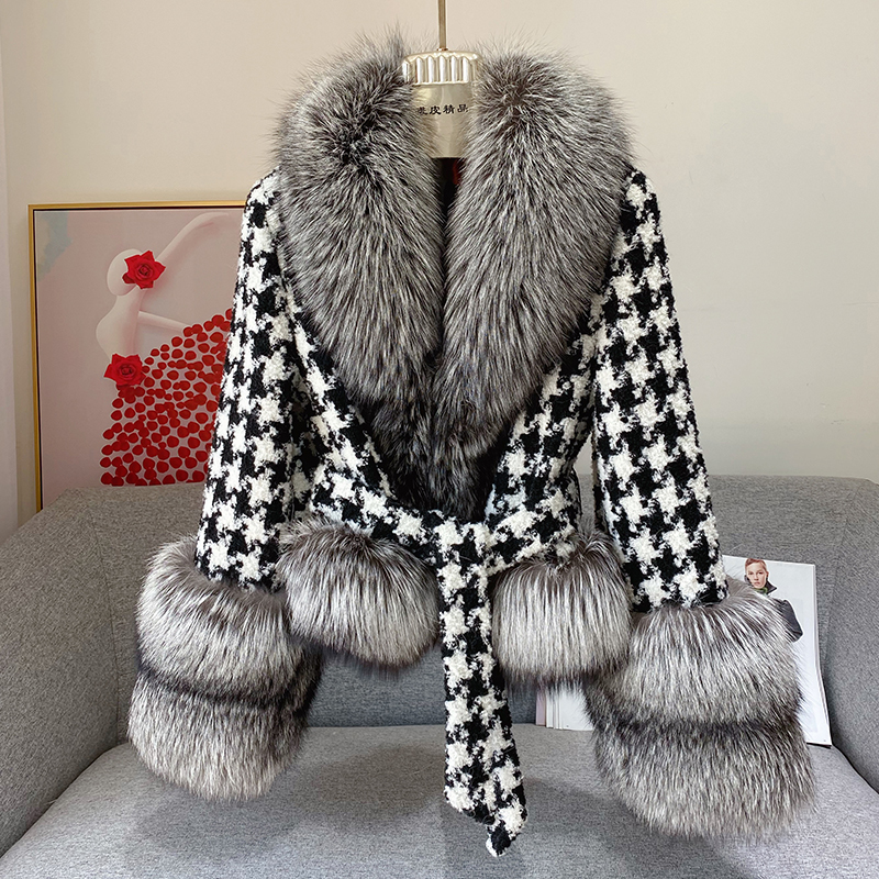 Women's Fur Faux ZDFURS Autumn and Winter Coat Houndstooth Collar Short Silver Court Fashion Clothing 221006, White
Women's Fur Faux ZDFURS Autumn and Winter Coat Houndstooth Collar Short Silver Court Fashion Clothing 221006, White