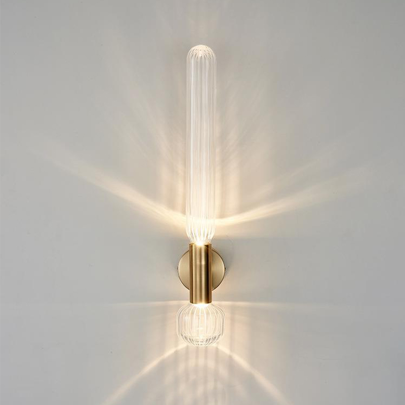Modern Glass Wall Lamps for Living Room - Surface-Mounted LED with Gold Metal Frame