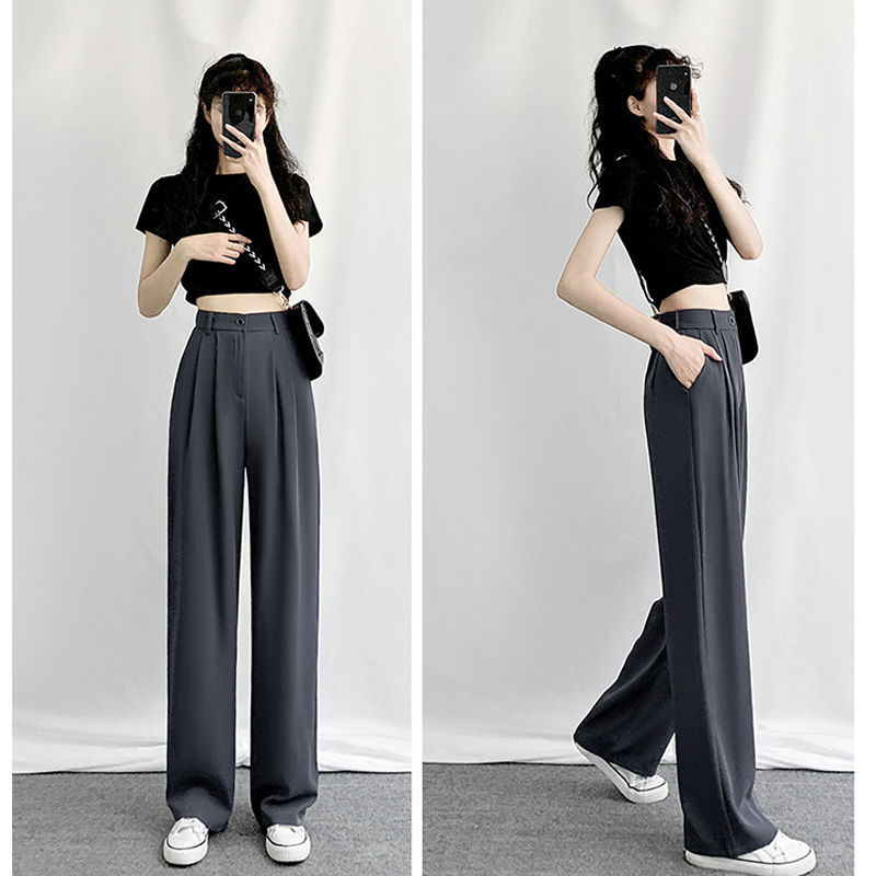 Womens Pants Capris Wide Leg Pants Women Simple Vintage Overisze 4XL Simple Daily Office Lady Full Length Trousers Allmatch Summer Fashion Womens 2210