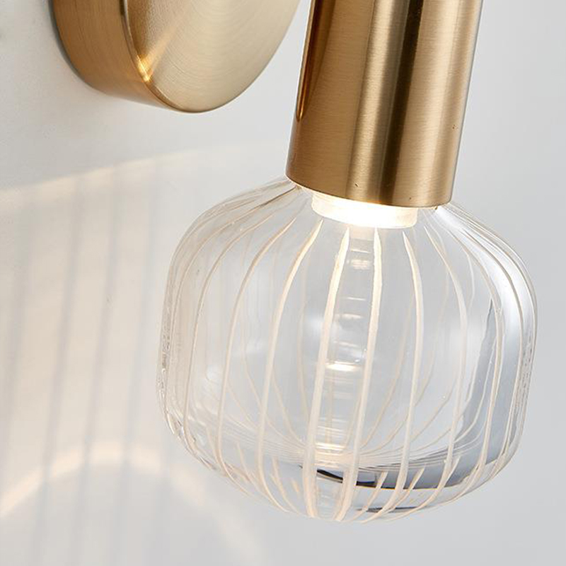Modern Glass Wall Lamps for Living Room - Surface-Mounted LED with Gold Metal Frame