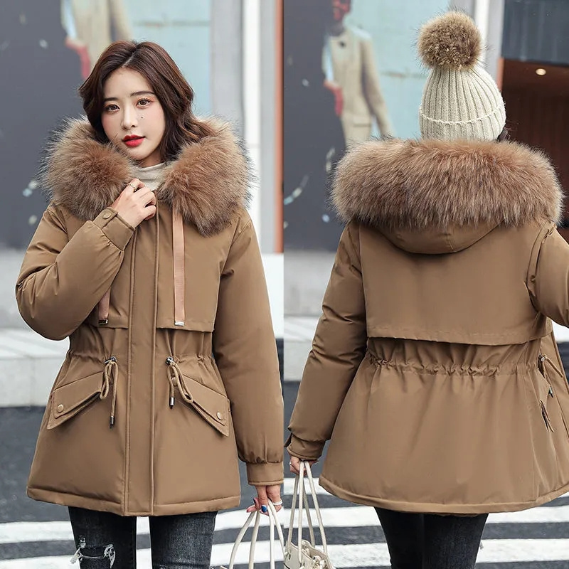 Womens Wool Blends Winter Jacket Womens Parkas Thick Coat Hooded Fur Collar Long Wool Liner Warm Padded Parka Snow Wear Outwear 221007