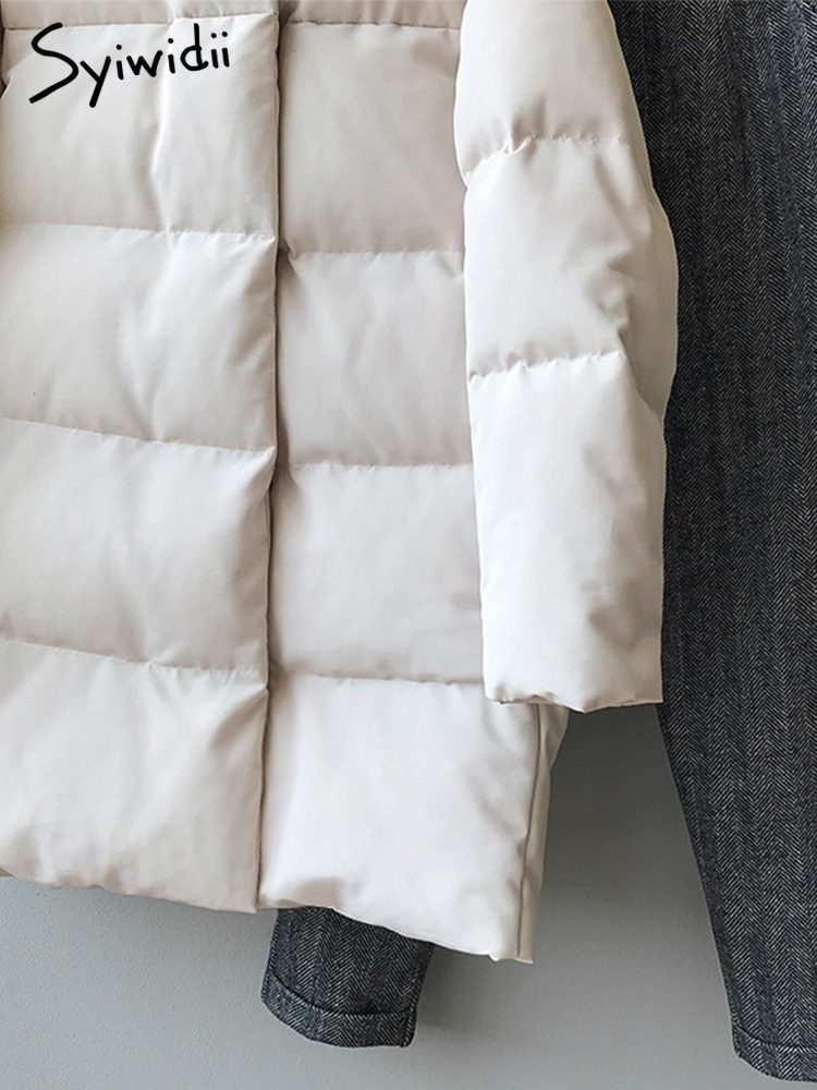 Women's Down Parkas Syiwidii Fall Puffer Jacket Winter Coat Women Oversized Thicken Warm Parkas Elegant Ladies Stand Collar Button Down Outwear 2