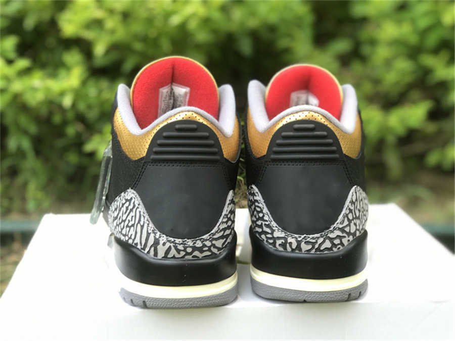 Basketball Shoes Men Sports Sneakers Black Gold Red-metallic Gold-cement Grey Ck9246-067 Outdoor Original 3 3s