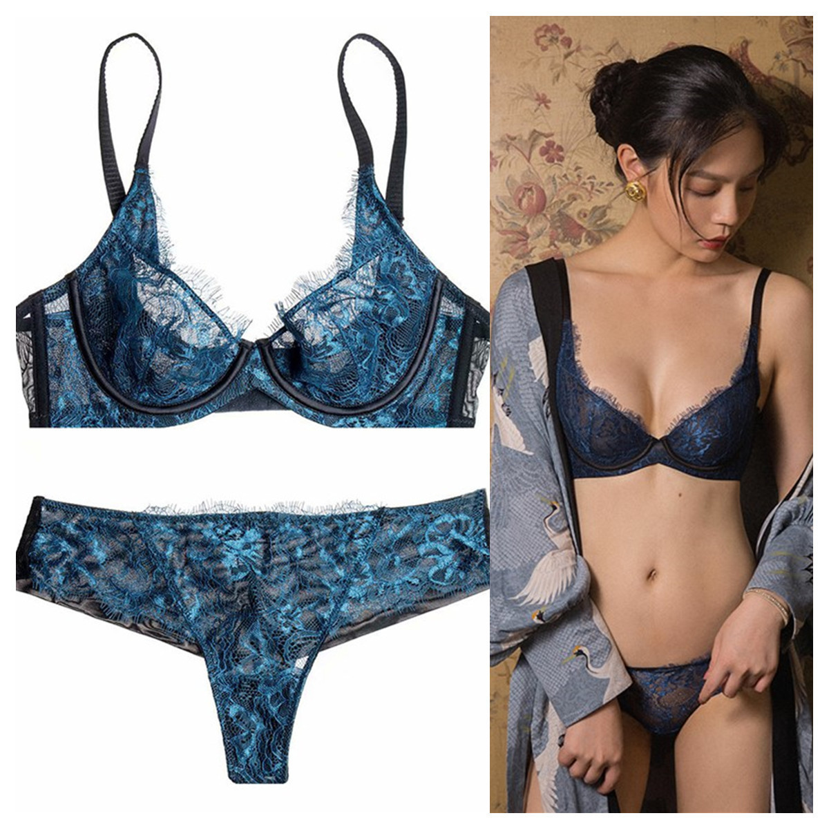Bras Sets Blue Sexy Temptation Eyelashes Lingerie Ultra Thin Thong Underwear Comfortable Gather Push Up Lace Bra And Briefs Set For Women 221006
Bras Sets Blue Sexy Temptation Eyelashes Lingerie Ultra Thin Thong Underwear Comfortable Gather Push Up Lace Bra And Briefs Set For Women 221006
