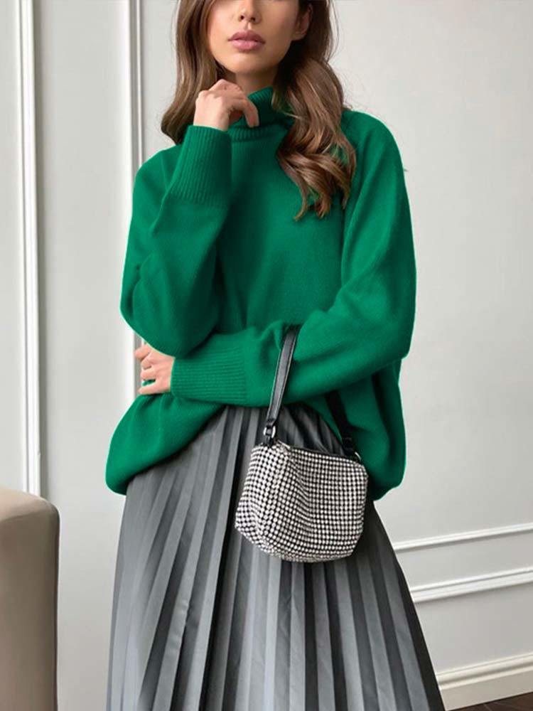 Women's Knits Tees Women Turtleneck Solid Basic Oversized Sweaters Pullovers Autumn Winter Female Casual Fashion Knitted Soft Sweaters Jumper 221