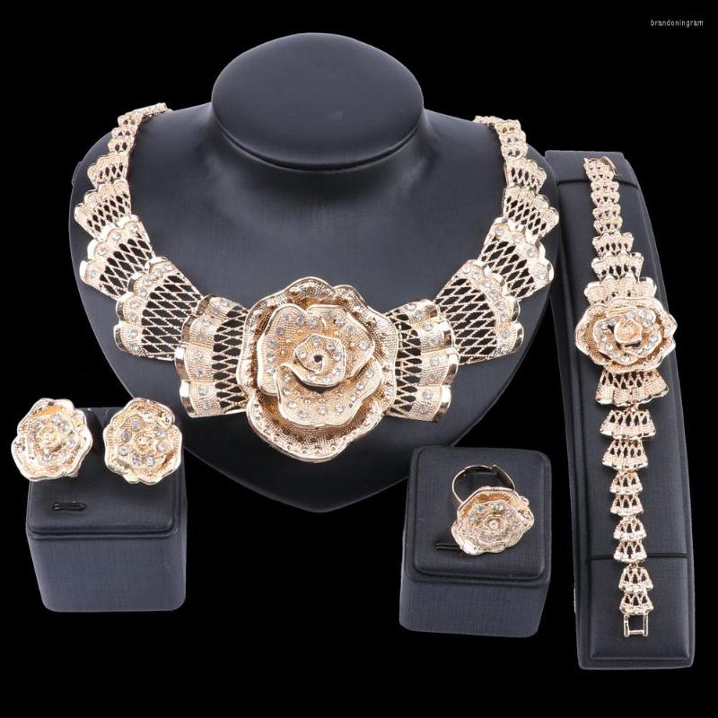 Necklace Earrings Set Brand Bridal Accessories Nigerian Wedding Jewelry African Dubai Jewellery Gold-color Rose Crystal Fashion, Picture shown
Necklace Earrings Set Brand Bridal Accessories Nigerian Wedding Jewelry African Dubai Jewellery Gold-color Rose Crystal Fashion, Picture shown