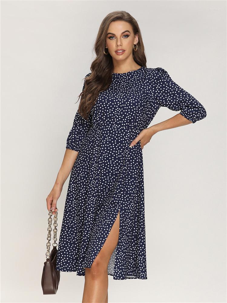 Casual Dresses Harajuku Vintage Polka Dot Midi For Women Elegant O-Neck Lantern 3/4 Sleeve A-line Vestidos De 2022 Autumn Working Dress, Navy polka
Casual Dresses Harajuku Vintage Polka Dot Midi For Women Elegant O-Neck Lantern 3/4 Sleeve A-line Vestidos De 2022 Autumn Working Dress, Navy polka