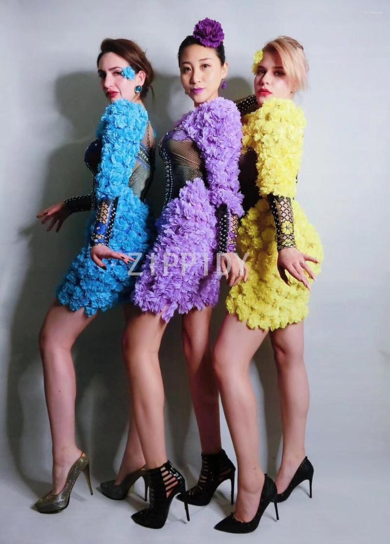 Stage Wear Fashion 3 Colors Flowers Rhinestones Dress Women's Birthday Celebrate Dance Outfit Evening Bar Singer, Blue
Stage Wear Fashion 3 Colors Flowers Rhinestones Dress Women's Birthday Celebrate Dance Outfit Evening Bar Singer, Blue