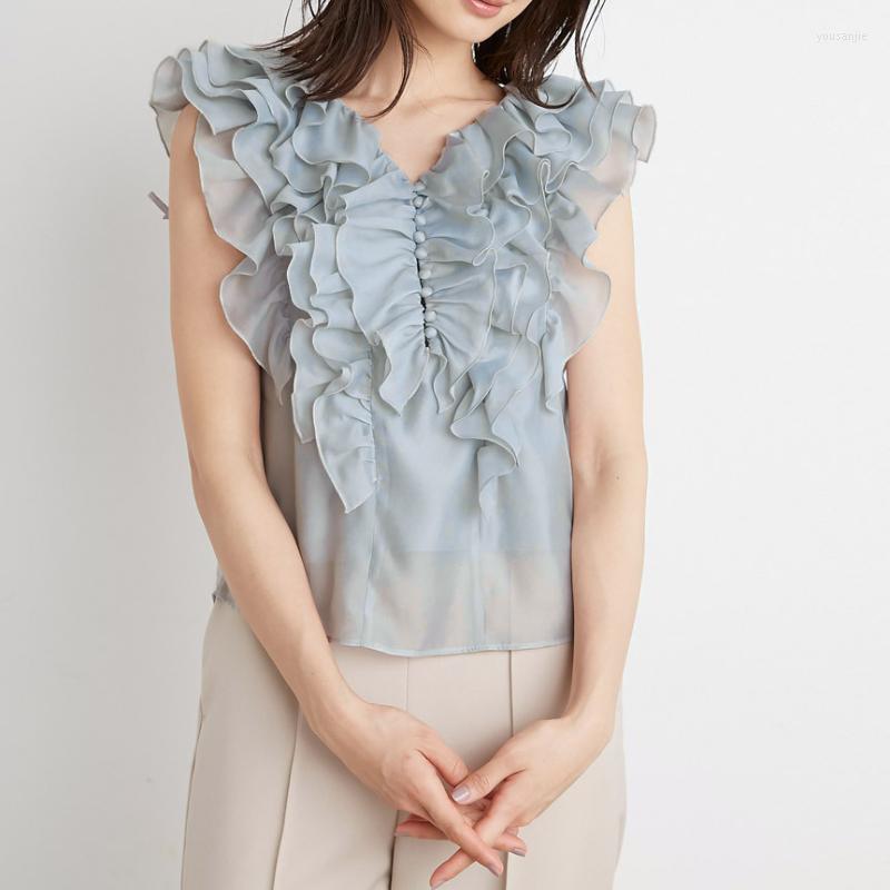 Women's Blouses Sweet Multilayer Ruffle Design Womenb V Neck Backless Belt Solid Chiffon Shirts Summer 2022 Chic Elegant Blusas Mujer, Rose red
Women's Blouses Sweet Multilayer Ruffle Design Womenb V Neck Backless Belt Solid Chiffon Shirts Summer 2022 Chic Elegant Blusas Mujer, Rose red