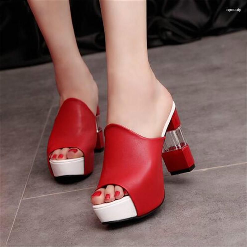 2025 S Fashion Designer Sandals Sandal For Women PU Leather Sexy Pump High Heel Mules Peep Toe Slipper Platform Chaussure Wedge Shoe