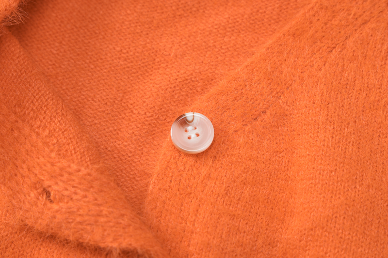 Women's Knits Tees Hugcitar Orange Long Sleeve Feather Knit Buttons Cardigan Sexy Crop Top Sweater Autumn Women Korean Party Y2K Halloween Clothe