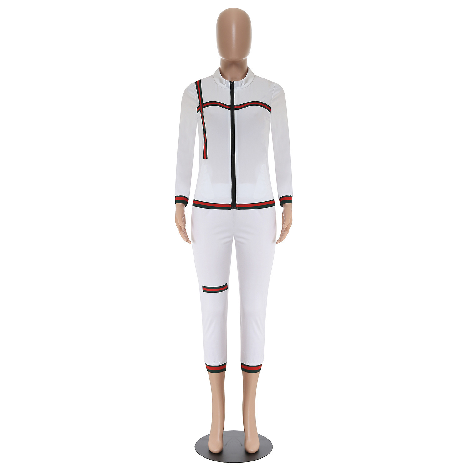 Women's Two Piece Pants Gothic Autumn Women's Sportswear 2pcs Women Hooded Long Sleeve Zip Crop Tops Long Pants Trousers Loose Casual Clothe