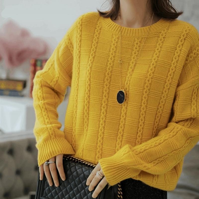 Women's Knits Tees High Quality Style Autumn Winter Women Cashmere Knitted Casual Loose ONeck Sweater Pullover Thick Soft Warm Flexible 221007