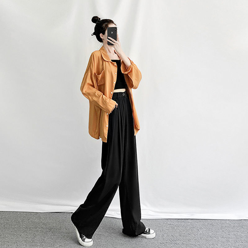 Womens Pants Capris Wide Leg Pants Women Simple Vintage Overisze 4XL Simple Daily Office Lady Full Length Trousers Allmatch Summer Fashion Womens 2210