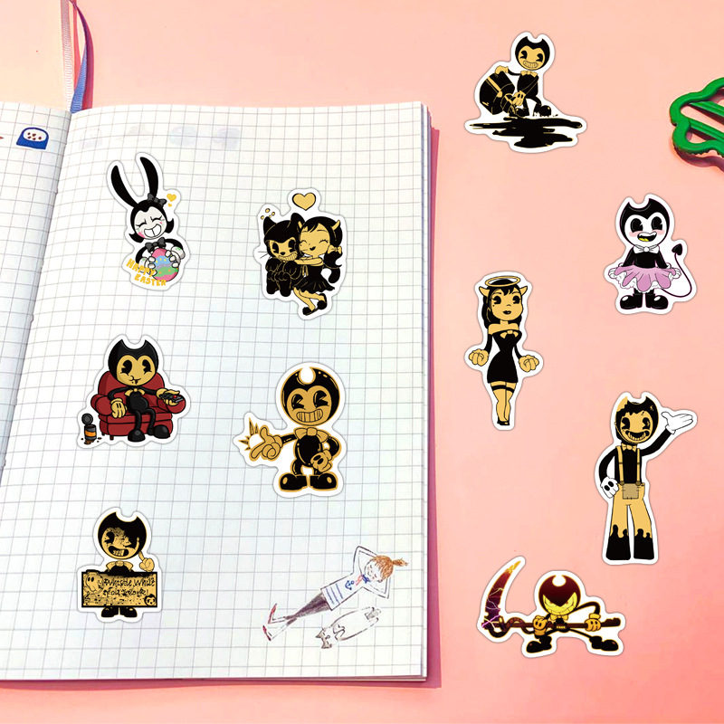 50PCS terror game bendy Stickers Bendy and the ink machine Graffiti Kids Toy Skateboard car Motorcycle Bicycle Sticker Decals Wholesale