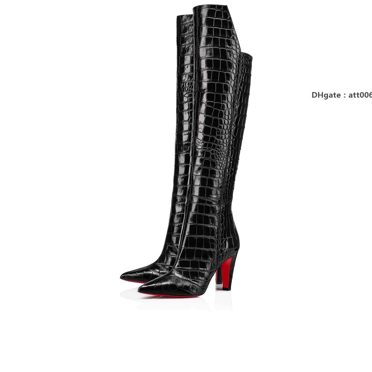 Bottoms Christians Women black long boots Paris designer knee over boot red high heel Slimini Botta with pointed cuban heels brand reds fhh
Bottoms Christians Women black long boots Paris designer knee over boot red high heel Slimini Botta with pointed cuban heels brand reds fhh