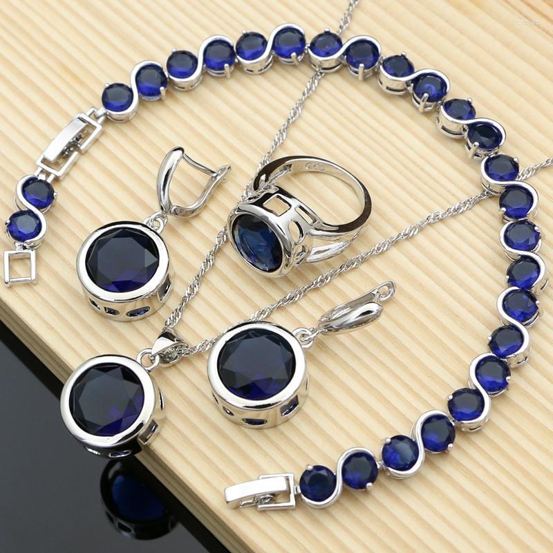 Necklace Earrings Set Bride Luxury Silver 925 Blue CZ Costume For Women Drop Stones Rings Bracelet, Picture shown
Necklace Earrings Set Bride Luxury Silver 925 Blue CZ Costume For Women Drop Stones Rings Bracelet, Picture shown