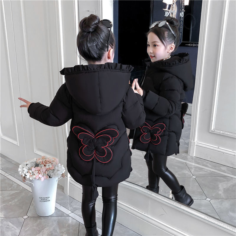Down Coat 3-12Y toddler Girls Long Jacket Outwear Children Cotton-padded Jacket Girl Winter down Clothes Warm Coat Fur Hooed Snowsuit Kids 221007