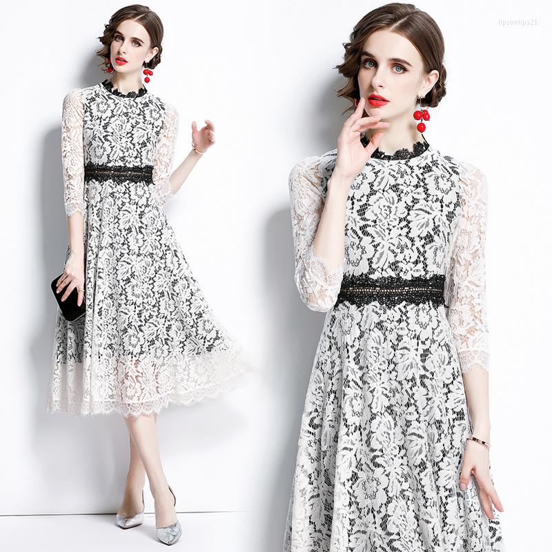 Casual Dresses Women' Autumn High-end Temperament Chic Round Neck Long Sleeve Lace Embroidery Stitching Slim Fashion Elegant Dress, White
Casual Dresses Women' Autumn High-end Temperament Chic Round Neck Long Sleeve Lace Embroidery Stitching Slim Fashion Elegant Dress, White