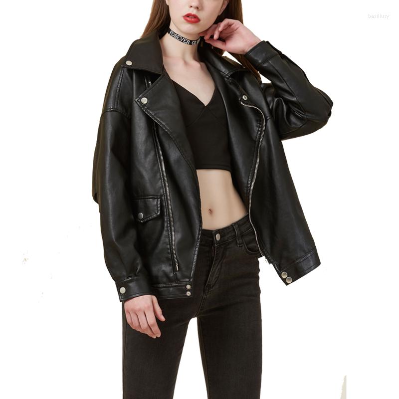 Women' Leather 2022 Spring Women Black Pu Jackets Zipper Oversize Motorcycle Coat Turn-down Collar Faux Female Jacket LJ44
Women' Leather 2022 Spring Women Black Pu Jackets Zipper Oversize Motorcycle Coat Turn-down Collar Faux Female Jacket LJ44
