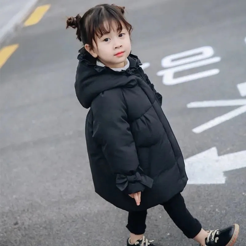 Down Coat Toddler Girls' Heavy Puffer Jacket Kids Solid Cotton Padded Winter Girls Hooded with Pockets Baby Parkas fits 3 10 Years 221007