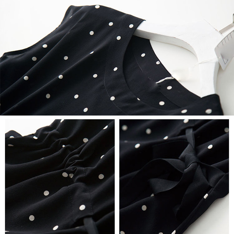 Women's Two Piece Pants Women's suit vintage casual chiffon lace up sleeveless top polka dot high waist wide leg Women's pants set woma