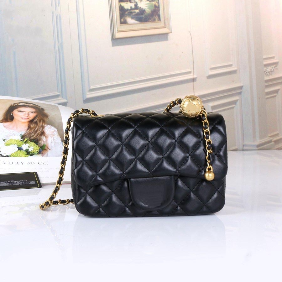 Fashionable versatile leather bag with cross-body and single shoulder small fragrant wind ringed chain bag square small golden ball women's luxury bag, Bag hangings
Fashionable versatile leather bag with cross-body and single shoulder small fragrant wind ringed chain bag square small golden ball women's luxury bag, Bag hangings