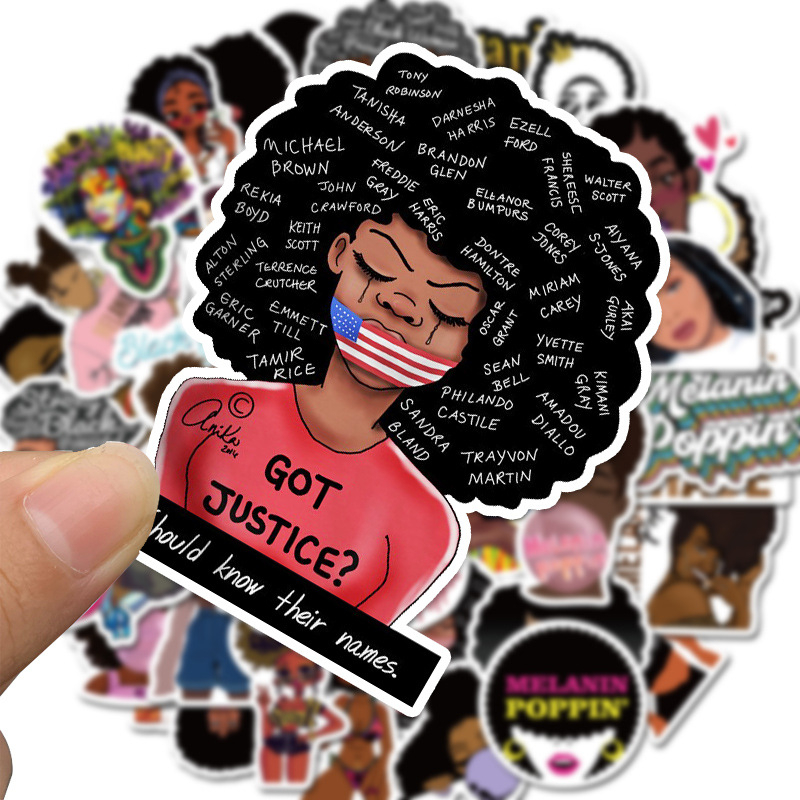 50PCS Melanin Poppin Stickers Inspirational Black Girl Graffiti Kids Toy Skateboard car Motorcycle Bicycle Sticker Decals Wholesale