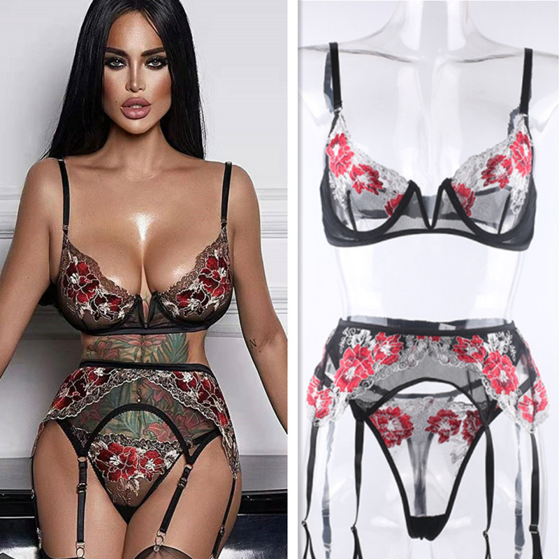 Bras Sets Fancy Embroidered Bra set 3 Pieces Lace Lingerie Set Push up Bra Panty Garter Sexy Woman Underwear 221006, Multi
Bras Sets Fancy Embroidered Bra set 3 Pieces Lace Lingerie Set Push up Bra Panty Garter Sexy Woman Underwear 221006, Multi