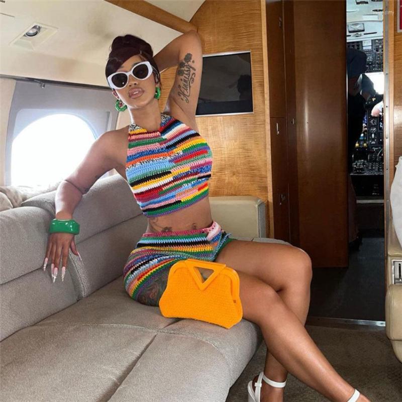 Women' Tracksuits Zabrina Two Pieces Set Holiday Outfits Halter Colorful Printed Backless Bandage Crop Top And Shorts Summer 2022, Multi
Women' Tracksuits Zabrina Two Pieces Set Holiday Outfits Halter Colorful Printed Backless Bandage Crop Top And Shorts Summer 2022, Multi