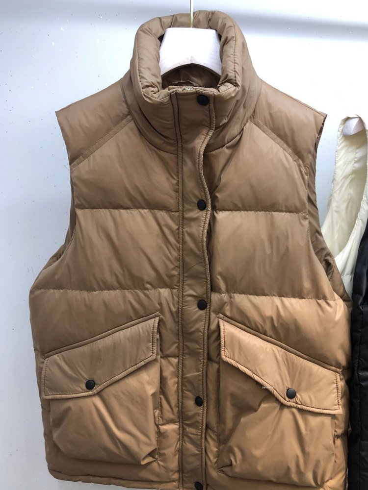Women's Vests Janveny Fashion Down Vest Women's Autumn Winter Stand Collar Gilet 90 Duck Down Waistcoat Loose Female Sleeveless 221007