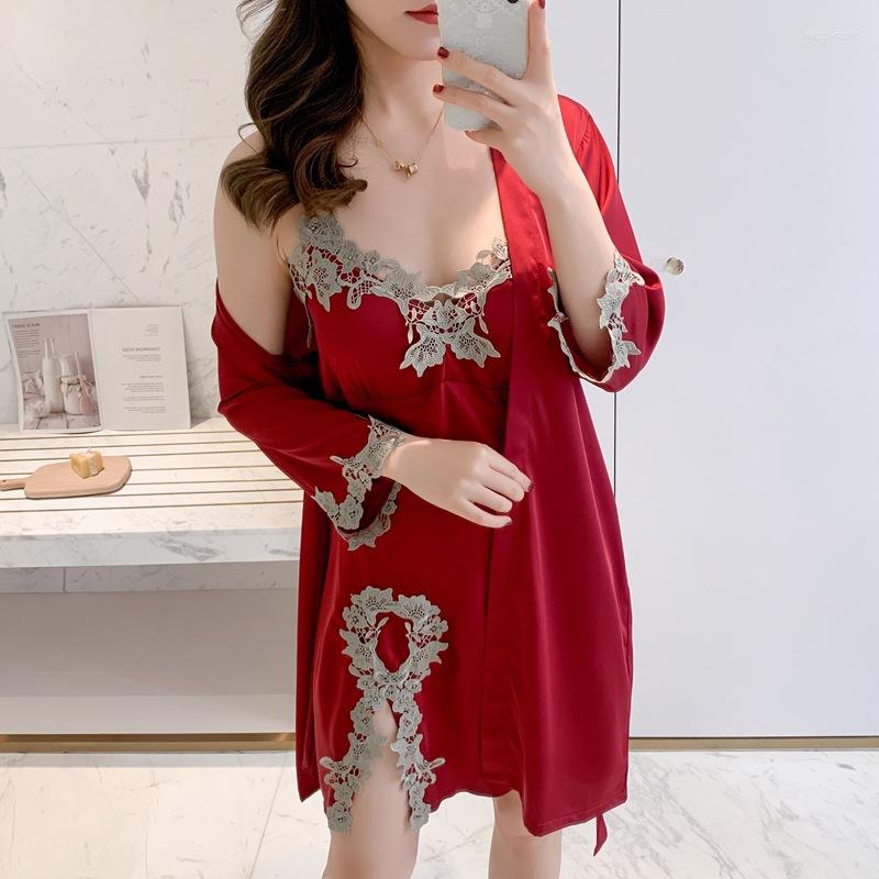 Women's Sleepwear 2022 Summer Women Lace Robe Set Sexy Strap Top Nightgown Bride Dressing Bathrobe Gown 2PCS Rayon Lounge Home Nightwear, Champagne
Women's Sleepwear 2022 Summer Women Lace Robe Set Sexy Strap Top Nightgown Bride Dressing Bathrobe Gown 2PCS Rayon Lounge Home Nightwear, Champagne