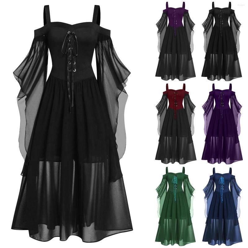 Casual Dresses Women Plus Size Cold Shoulder Sleeve Lace Up Halloween Gothic Dress Sexy Black Vestidos De Mujer Shirt, Green
Casual Dresses Women Plus Size Cold Shoulder Sleeve Lace Up Halloween Gothic Dress Sexy Black Vestidos De Mujer Shirt, Green
