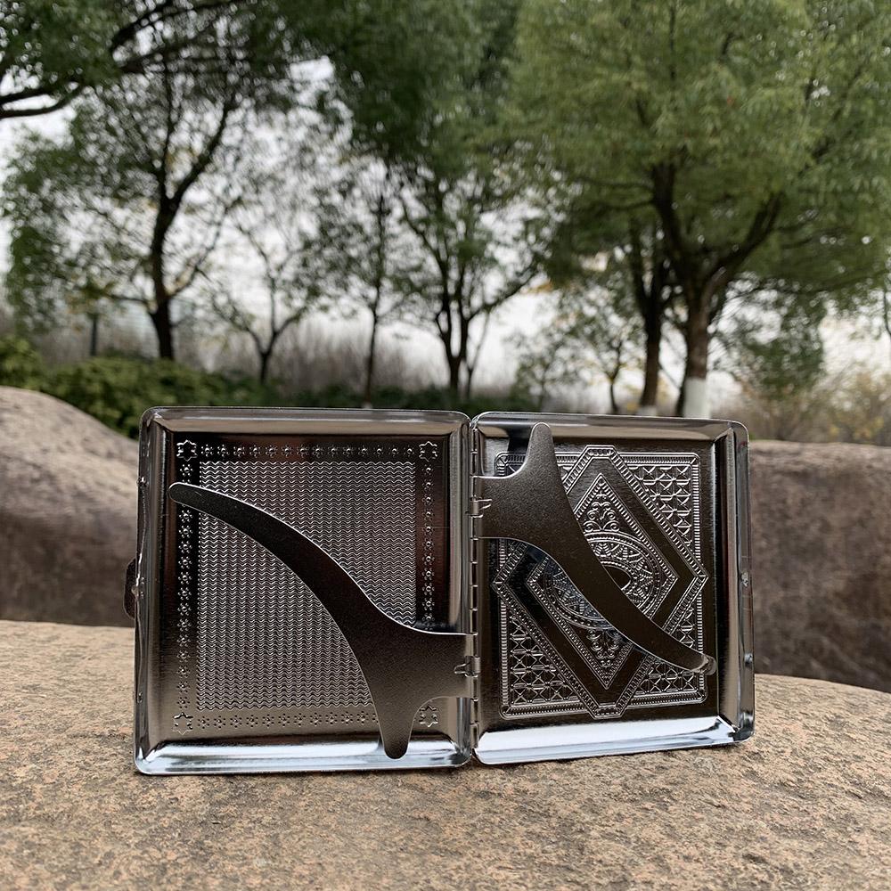 

smoke accessory Stainless Steel Double Sided Cigarette Storage Case Crush Proof Chrome Cigarettes Case and Can Customize Logo