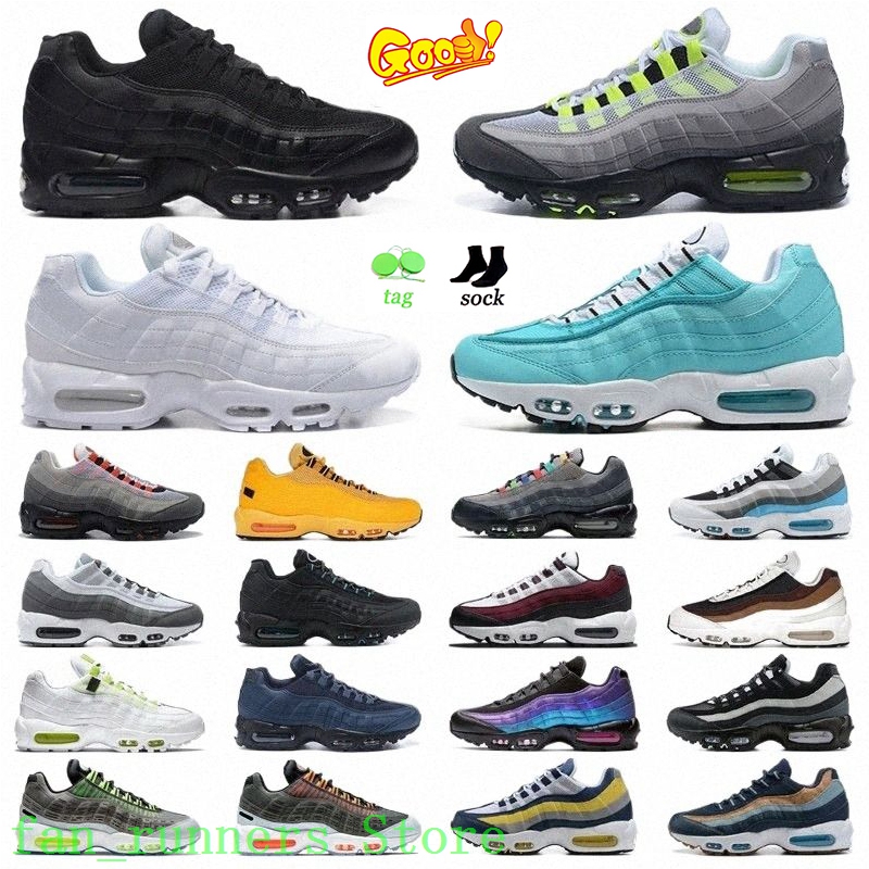 Designer Men Women Running Shoes 95 Triple Black White Neon Khaki Total Orange Blue Iron Smoke Grey Brown Sport Trainers 95s Sneakers