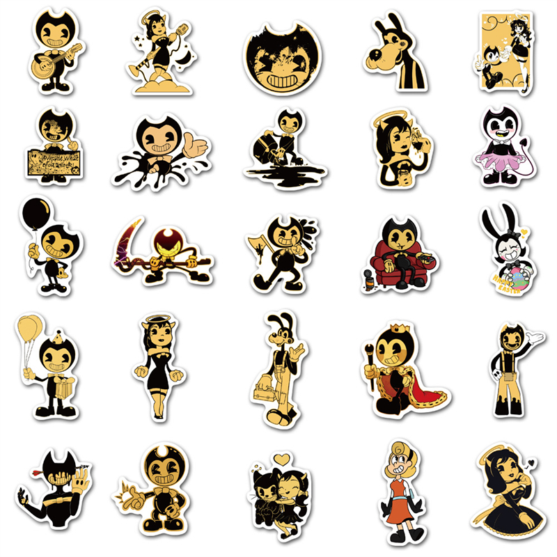 50PCS terror game bendy Stickers Bendy and the ink machine Graffiti Kids Toy Skateboard car Motorcycle Bicycle Sticker Decals Wholesale