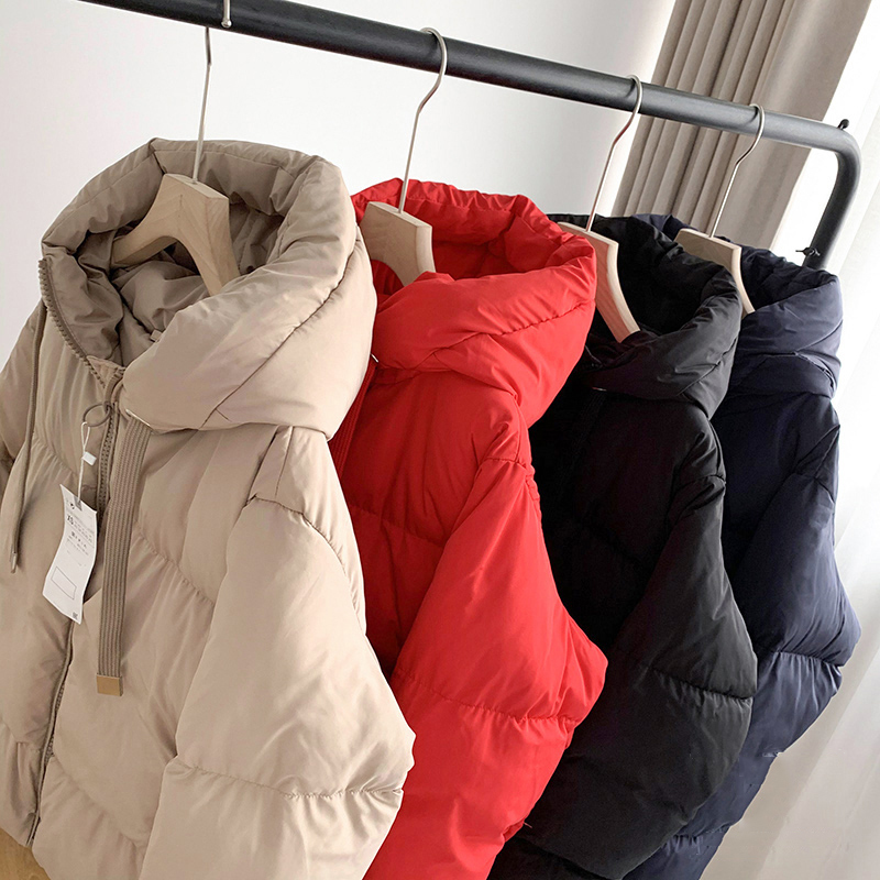 Women's Down Parkas Women's Winter Coats Warm Hooded Parka Solid Color Wild Casual Loose Thicken Fluffy Cotton-padded Jacket Women Jaqueta F