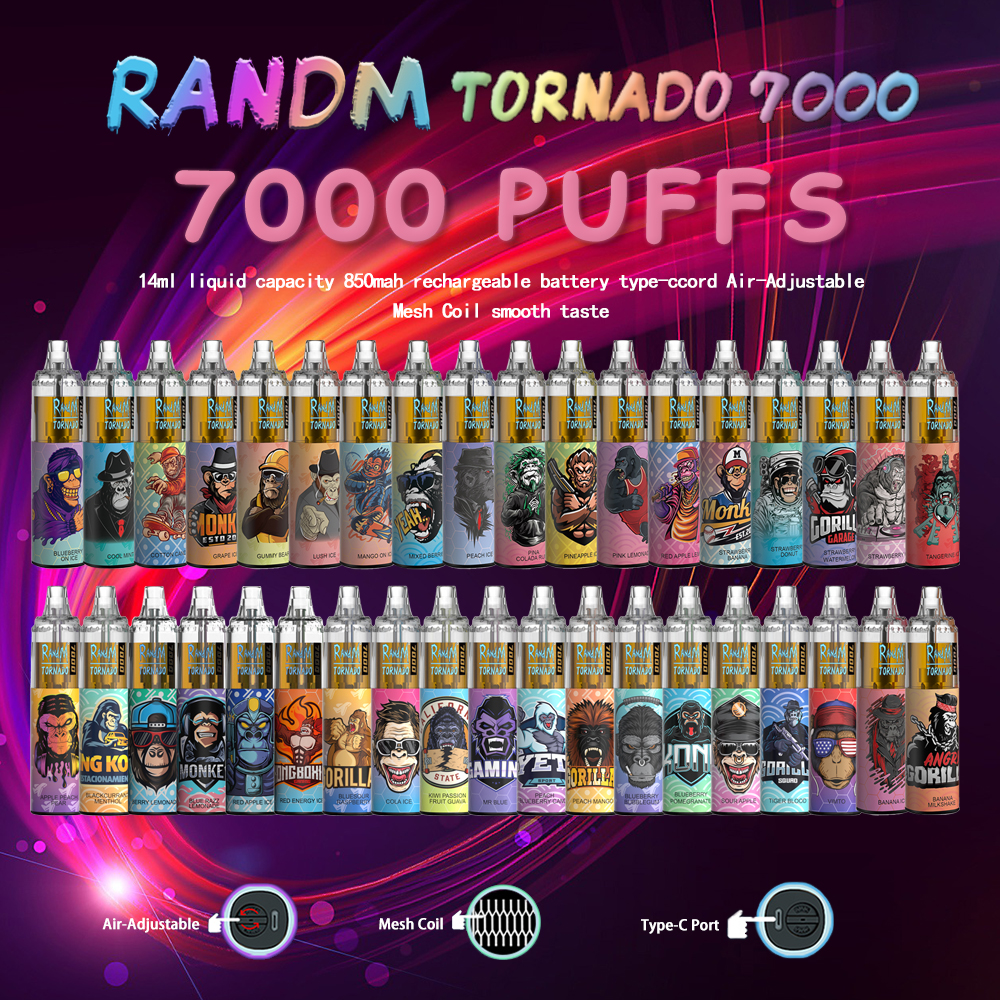 RandM Electronic Cigarette Tornado 7000 puffs Disposable Vape Vaporizer 14ML38 flavors Battery rechargeable Vape6 color RGB light
RandM Electronic Cigarette Tornado 7000 puffs Disposable Vape Vaporizer 14ML38 flavors Battery rechargeable Vape6 color RGB light