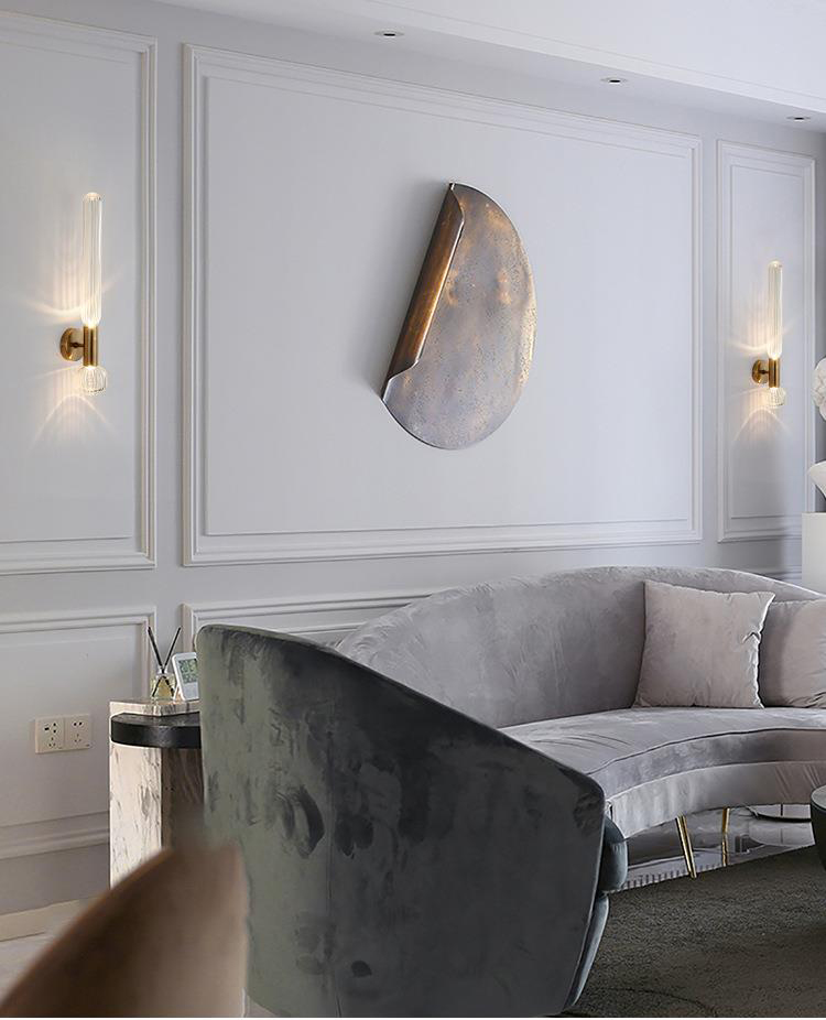 Modern Glass Wall Lamps for Living Room - Surface-Mounted LED with Gold Metal Frame