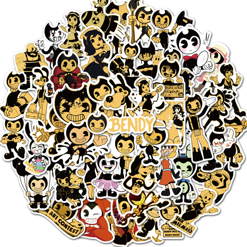 50PCS terror game bendy Stickers Bendy and the ink machine Graffiti Kids Toy Skateboard car Motorcycle Bicycle Sticker Decals Wholesale