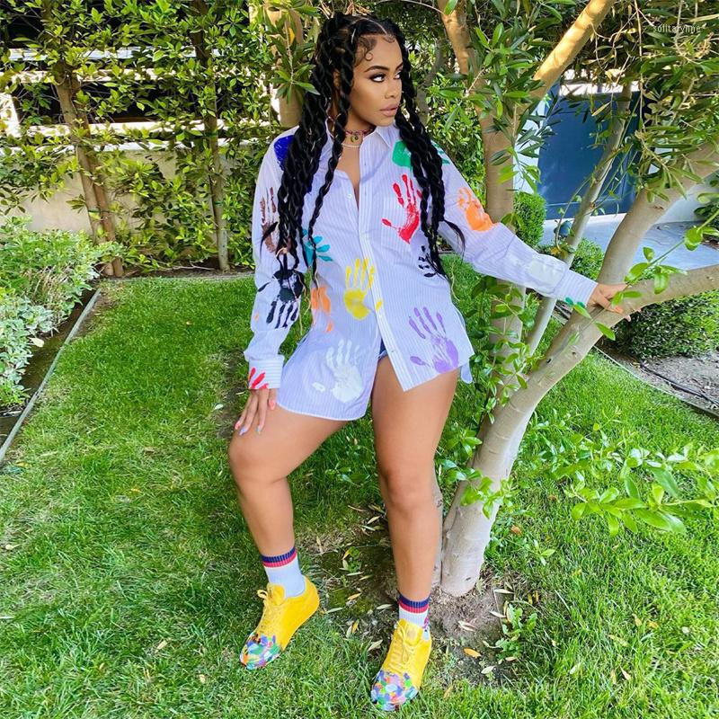 Women' Blouses Women Spring Autumn Shirt Multicolor Palm Print Turn-Down Collar Long Sleeves Loose Irregular Tops For Girls, Multi
Women' Blouses Women Spring Autumn Shirt Multicolor Palm Print Turn-Down Collar Long Sleeves Loose Irregular Tops For Girls, Multi