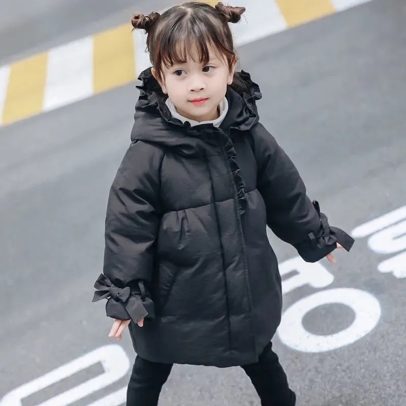 Down Coat Toddler Girls' Heavy Puffer Jacket Kids Solid Cotton Padded Winter Girls Hooded with Pockets Baby Parkas fits 3 10 Years 221007